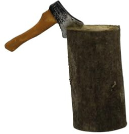 ZICOM Krippenzubehör Miniaturzubehör Miniatur Hackstock mit Axt Höhe 6,2cm Holz Natur Unikat, Modellbau Puppenhaus