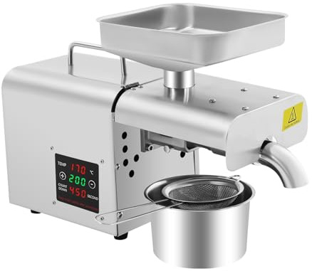 Loobiiny Elektrische öLpressmaschine,Edelstahl öLpresse Mit Filter,Heiß Und Kaltpressung,öLextraktionsmaschine,Automatische öLmüHle,öLextraktor Kommerziell