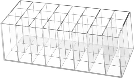 Cabilock Organisateur de Maquillage Présentoir Pratique 24 Compartiments en Acrylique Transparent pour Rouges à Lèvres et Cosmétiques, Chambre à Coucher