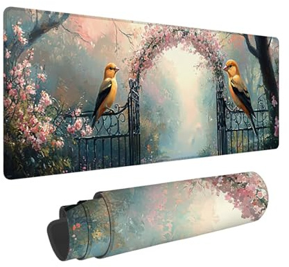 Tapis de Souris de Jeu, 1400 x 600 mm XXL Tapis Souris Gaming Grand, Antidérapant Étanche, Extended Long Clavier Mouse Pad, Accessoire Bureau, pour Gamer, Ordinateur, PC (Oiseaux du Jardin) X-408