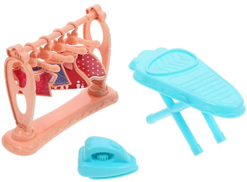 LALADEFIEE Mini Fer à Repasser avec Table Miniature et Cintre pour Poupées Décoration Maison de Poupée Compacte pour Jeu de Rôle et Accessoires Maison