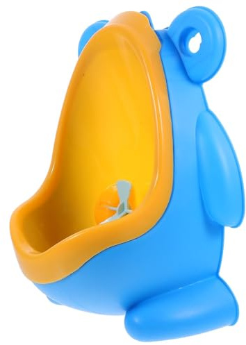 FOYTOKI Blue Cartoon Potty Toilet Training Urinal for Boys with Fun Windmill Rotation and Space Saving Design, Portable Baby Boy Toilet Trainer for Bathroom Use Style