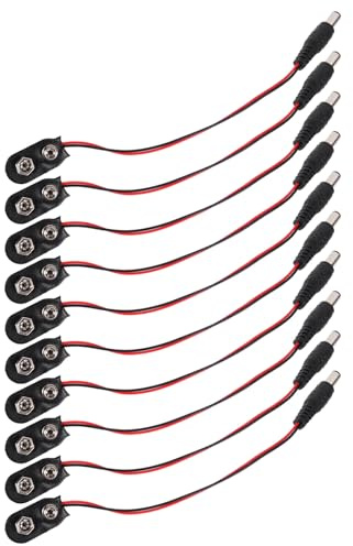 TOBBOMEY Connettori Per Batterie 9v Alloggiamento in Plastica, Clip a Scatto 5.5x2.1 Mm, Set Da 10 Pezzi Per Collegamento Rapido Cavi Schede Di Sviluppo e Batterie 9 Volt
