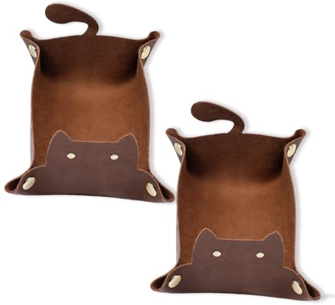 PHYNDR 2 Stück Würfeltablett mit Katzenmotiv,DND zubehör Würfelunterlage,Würfelteller,Dice Tray,Würfelbrett Faltbar,Mit Einer Reihe Von DND Würfel Set