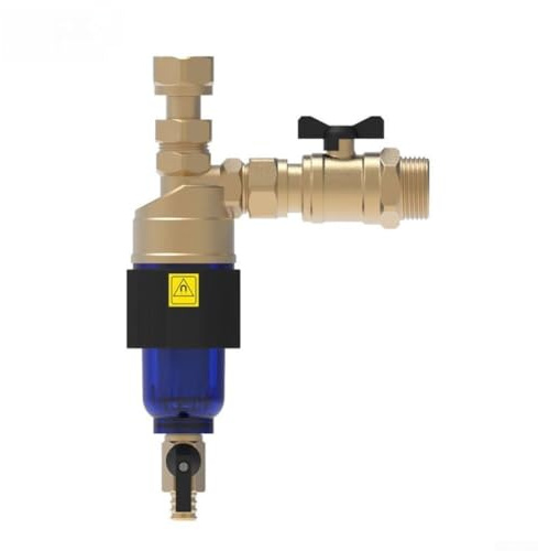 Boiler Magnetic Filter for Underfloor Heating Systems with Wall-Mounted Boilers, DN20/3/4 Threaded Connection, Stainless Steel Mesh, Gold/Silver, 1-Stage Filtration(Gold)