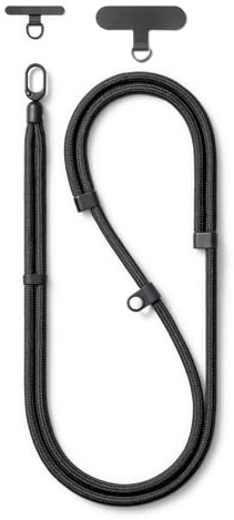 MORSUNBELA Cordino per Cellulare Laccio per Cellulare con Gancio, Cordino per Cellulare da Collo per Custodia Chiavi Cuffie e Occhiali, Regolabile, Ideale per Outdoor, Viaggio, Nero
