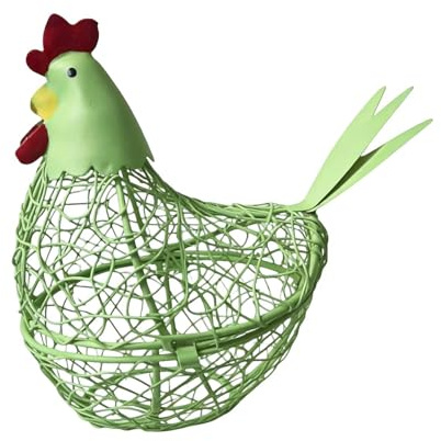 Cesta hueveras de metal – Cesta decorativa de cocina | Cesta hueveras de alambre rústico | para cocina rústica, piso, jardín, gallinero, Pascua, frutas y verduras