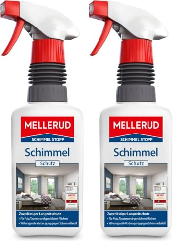 MELLERUD Schimmel Stopp Schimmel Schutz | 1 x 0,5 l | Effektives Spray zur Vorbeugung und Pflege bei schimmelgefährdeten Oberflächen auf Wänden, Decken, Fliesen u. v. m. (Packung mit 2)