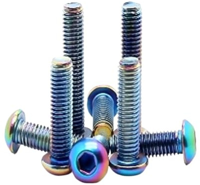 Linsenkopfschrauben 5 Stück-10 Stück M2, M3 M4 M5 M6 Titanschraube TA2 Regenbogen bunte runde Knopfkopf-Sechskantschraube(M6x15 5pcs)