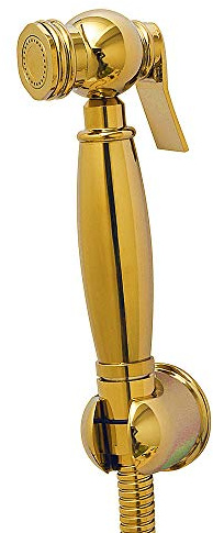AYIVG Bathroom Brass Gold Wall Mount Hand Held Shower Bidet Shattaf Sprayer Set Toilet Handheld Bidet Shower Spray Wall Bracket Hose