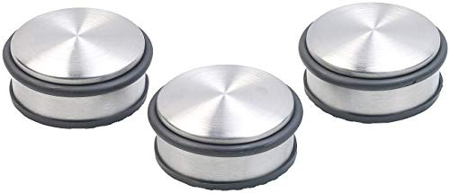infactory Tuerstopper: 3er-Set Edelstahl-Türstopper mit Gummiring & Anti-Rutsch-Unterseite (Türstopper Boden Edelstahl, Bodentürpuffer, Puffer)