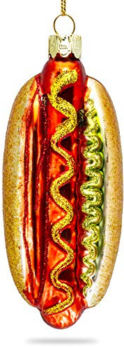 SIKORA Hotdog besondere Weihnachtskugel Glas Christbaumschmuck Deko Figur Weihnachten Anhänger Ornament - Trend Line - BS468