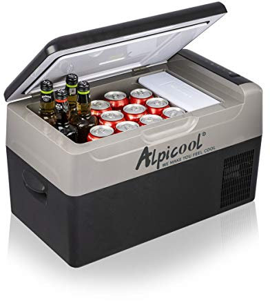 Alpicool G22 Car Fridge 22 Litre Mini Fridge 12/24v Car Refrigerator Portable Camping Fridge Freezer Truck Electric Cool Box for Campervan RV Boat Travel Picnic,-20℃ to 20 ℃/Low Consumption