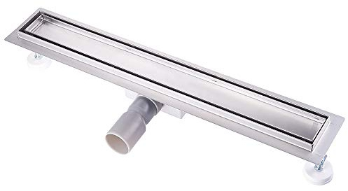 Finmrys Duschrinne 30cm Befliesbar,Siphon mit Geruchsstop und Haarsieb, Edelstahl Ablaufrinne, Bodenablauf, Duschablauf sehr flach, Komplettset mit Bodenbefestigung, für Badezimmer
