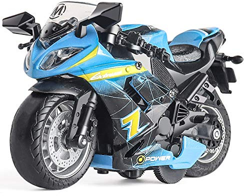 MING YING 66 Toy Motorcycle - Pull Back Toy Car with Sound and Light Toy,Toy Motorcycles for Boys,Toys for 3-9 Year Old Boys (Blue)