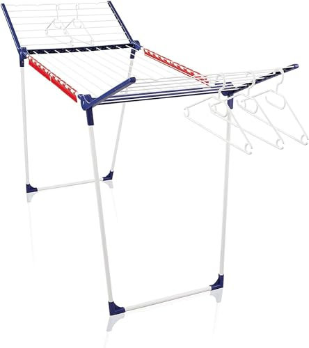 Leifheit Standtrockner Pegasus 200 Solid mit 20m Trockenlänge für 2 Wäscheladungen, Flügelwäschetrockner für Lange Wäsche mit 4 Kleinteilehaltern, Kleiderbügelstangen und 5 Bügeln [Amazon Exclusive]
