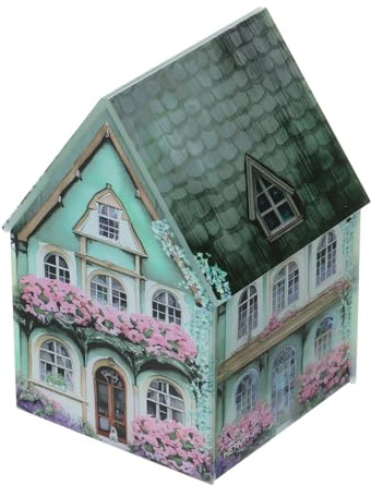Hervit Contenitore in Vetro Cottage con Coperchio e Scatola Regalo - Diversi Colori - Casetta, Contenitori, Arredo, Decorazioni Casa, Scatola in Vetro, Regalo - 9x9x13cm