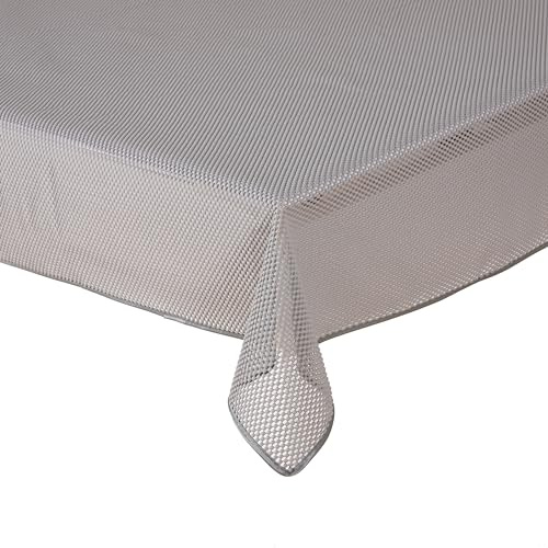 Tischdecke Outdoor Wetterfest - Gartentischdecke Eckig 130x160 cm Hellgrau | Rutschfest, UV-beständig, abwaschbar & bei 30°C waschbar - Weichschaum PVC Tischdecke Karo Design in 7 Farben