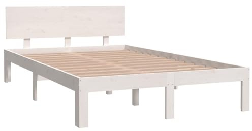vidaXL Massivholzbett Bettgestell Bett Holzbett Doppelbett Bettrahmen Lattenrost Schlafzimmerbett Schlafzimmermöbel Weiß Kiefer 120x200cm