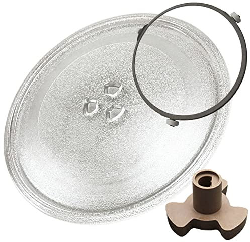 Glasplatte, Mikrowellenteller, Glasteller Drehteller, Ersatz Teller Glasplatte, Glases Drehscheibe, Mikrowelle-Drehteller-Glasplatte Mit Ring Halter Und Drehring Ersatzteil , 255/315mm Glastelle ( Siz