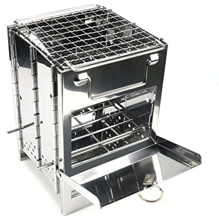 VBESTLIFE BBQ-Grill, Höhenverstellbarer Edelstahl-Quadrat-Klappgrill Holzkohlegrill für das Kochen Im Freien, Camping-Picknicks