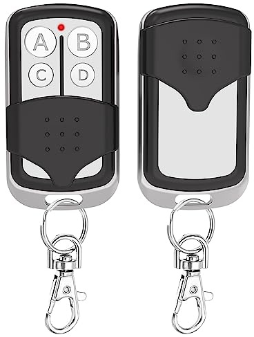 BeanKOneal 2 Pcs Universal Garage Door Opener Remote Keychain 4-Button Programmable Compatible with Liftmaster Chamberlain Craftsman Opener with Purple Yellow Red Orange Green Learn Button