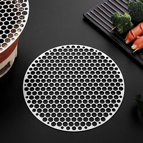 Tapis de barbecue rond en acier inoxydable, 20 cm, grille de barbecue à vapeur, convient pour barbecue au charbon de bois, cuisson au four et séchage