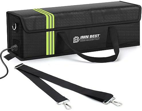 ImnBest Ebike Akku Tasche Feuerfest,Wasserdicht & Explosionssicher Lipo Safe Bag für Lagerung Für Lagerung,Transport,Aufladung (Gröne Länge 50cm x 1-A)