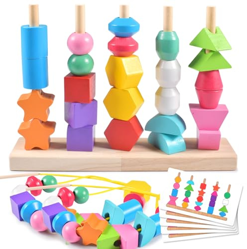 Forhome Montessori Giochi in Legno, Giochi Educativi, Classificazione, Giocattolo Impilabile, Coltivare Il Pensiero e Le capacità Pratiche dei Bambini, Regali di Giocattoli Educativi per Bambini