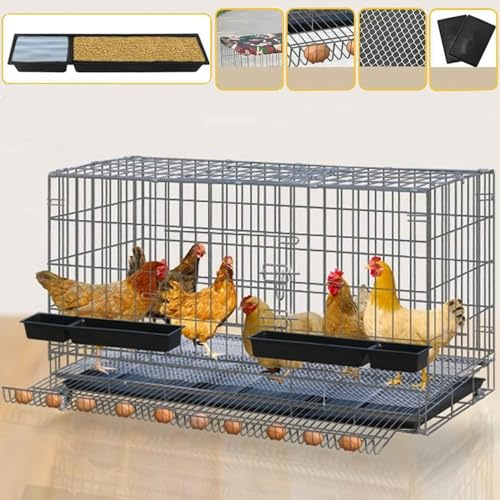 WINGWEI Poultry Cage Foldable with Garbage Tray and Egg Catcher, Chicken Cages Outdoors/Indoor, Household Chick Cage Small Animal Playpen with Door Lock (6 Sizes) (Color : D, Size : 120x50x65cm)