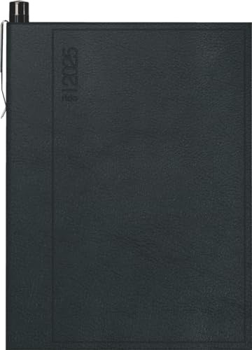 rido/idé Taschenkalender Modell partner/Industrie I (2025), 2 Seiten = 1 Woche, A7, 224 Seiten, Kunststoff-Einband Skivertex, schwarz