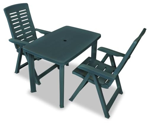 HETFTJN 3-TLG. Bistro-Set, Sitzlounge Garten Loungesessel Gartenstuhl Balkontisch Klein Geeignet für Balkon Außen Wenig Platz Garten Kunststoff Grün