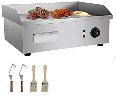 Plancha eléctrica Flat Top Grill 3000W Acero inoxidable for cocinar pollo, bistec, queso a la parrilla, panqueques, huevos revueltos Para principiantes Uso en bricolaje