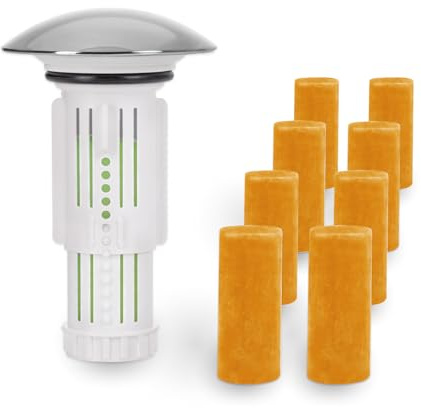 Abflussfee Waschbeckenstöpsel inkl. Verschlussstopfen und 9 Reinigungssteinen (Orange)