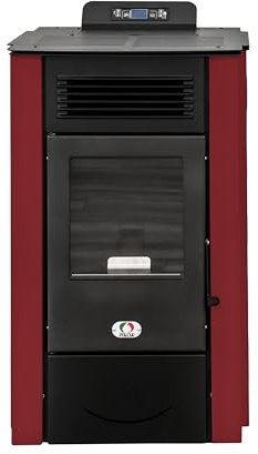 STUFE A PELLET ITALIA Colorado 15 KW Kanalisiert | Pelletöfen Effizienz 92% Heizt 140m² Autonomie 15 Std. Programmierbar 5 Geschwindigkeiten und Leistungsstufen 24 Monate Garantie Rot