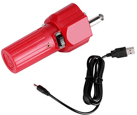 WPKD BLUEIY Grillmotor,1,5 V Elektromotor Grill,0~16,0 kgf.cm,4,2 U/min,ABS Metall Barbecue Rotisserie-Motor mit USB-Kabel für Campingreisen(Motorgröße:16,5 x 4 x 7 cm,Rot)