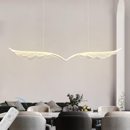 YZSJ Moderne Lineare LED Kronleuchter - Kreative Luxus Flügel Geformt, Stufenlos Dimmbar Mit Fernbedienung, Höhenverstellbar Für Wohnzimmer, Schlafzimmer, Esszimmer