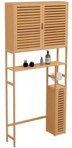 IDMarket - Meuble WC 3 en 1 avec armoires de Rangement Bambou BEA