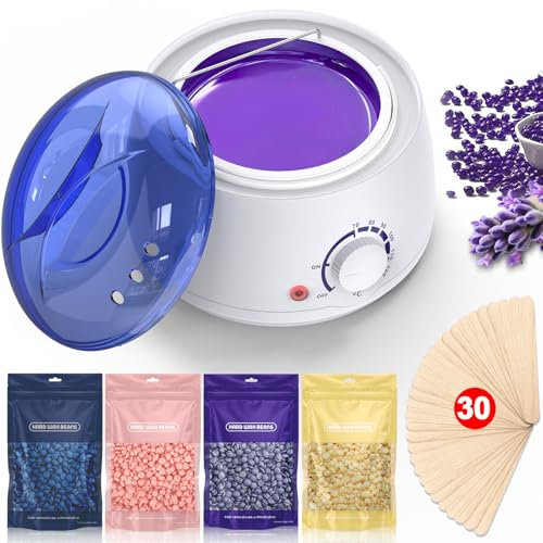Waxing Kit - Wax Warmer for Hair Removal: Hard Wax Beans for Full Body, Legs, Face, Eyebrows, Bikini, Brazilian Waxing for Women Men, Waxing Pot Hair Removal for Beginners