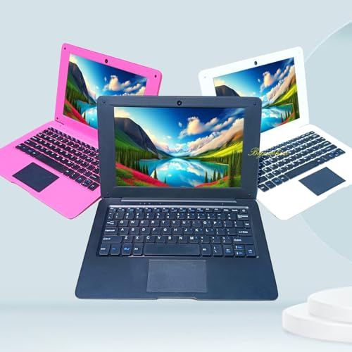 Bigmachine Laptop Computer Mini 10 Zoll Quad Core Powered by Android 12 Netbook 64GB Kleiner mit WiFi Webcam Bluetooth, Lademaus enthalten geeignet für Kinder und Studenten 4 Farboptionen (Schwarz)