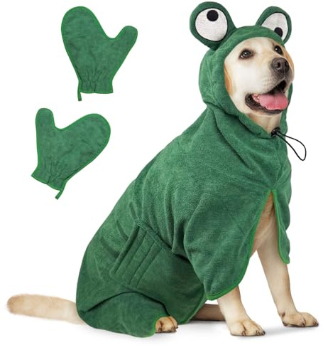 JOLOV E Dog Trockenmantel, super saugfähige Hundehandtücher zum Trocknen von Hunden nach dem Baden, weiches Hunde-Trockentuch, verstellbarer Hunde-Bademantel für Bad, Schwimmen, Nassspaziergang