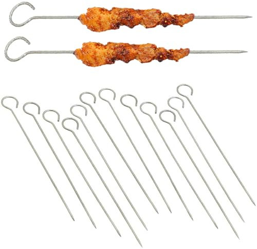 20 Pezzi spiedini acciaio, Spiedini in Acciaio 20cm, spiedini barbecue, Spiedini Barbecue Stuzzicadenti Lunghi In Metallo, Stuzzicadenti Barbecue Lunghi, per Panettone, Falò, Spuntini e Verdure