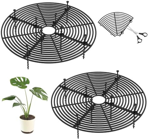 YZROHYI 2 Pezzi Griglia Protezione per Piante 30cm,Griglie per Vasi Da Fiori Nero,Griglia In Plastica Per Piante,Protezione Gatti per Vasi,Copertura per Vaso Di Fiori,Copri Vasi per Piante da Interno