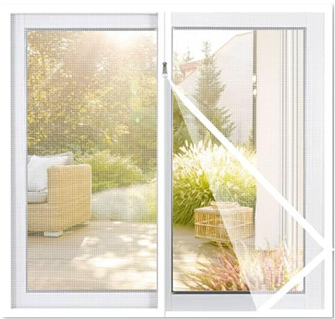 55x190cm(W*H) Fliegengitter für Fenster - Insektenschutz mit Klettband selbstklebend - Fliegen Netz ohne Bohren - durchsichtig