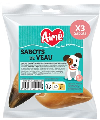 Aimé – Kalbshuf für Hunde – Leckerli für gesunde Hunde – fördert das Kauen von Langer Dauer – zum Geben zwischen den Mahlzeiten – reduziert Angst und Stress – Gute Zahngesundheit – 3 Stück