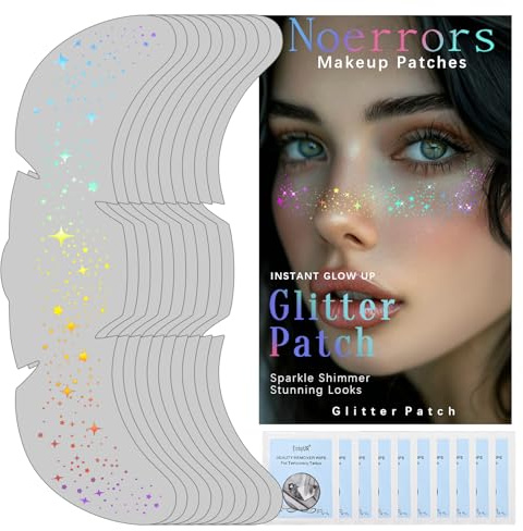 Noerrors Glitzer-Sommersprossen-Gesichtstattoo, 10 Stück Multichrome holographische Glitzer-Flecken-Patches, wasserfeste metallische niedliche Stern-Tattoo-Aufkleber Makeup