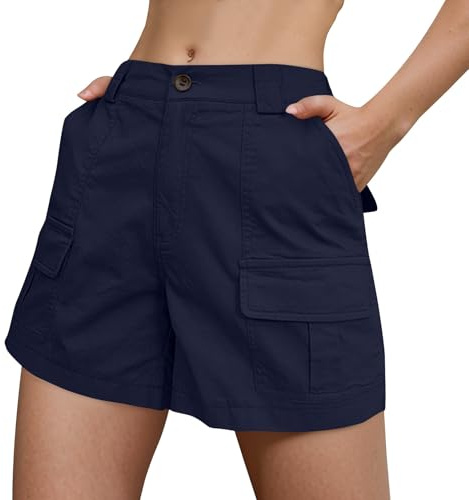 Short de Randonnée Cargo pour Femme Shorts Bermuda Été Léger et Imperméable à Séchage Rapide avec Poches Zippées pour Camping