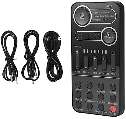 RUHEN Kit de Carte Son, changeur de Voix, Mini Ensemble de Cartes Son, Effets Multi-Voix Portables, Carte Son Externe Bluetooth pour téléphone, PC, Configuration de Studio de Diffusion en Direct pour