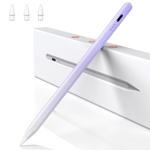 BAZO Stift für iPad 2018-2026 2X Schnellladung, Palm Rejection,Neigung | Apple Pencil für iPad 6–11/A16, Mini 5–7, 11'' 12,9 13'' Pro/Air M1-M5 / 1-6th mit Magnetischer Haftung-Lila Farbverlauf