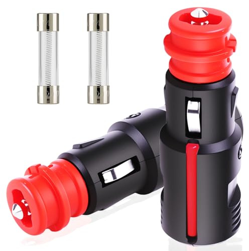 XEIYEI Zigarettenanzünder Stecker Auto 12V Stecker 2 Stk KFZ Sicherheits Universalstecker 12-24V Normstecker mit 10A Sicherung DIN- Ersatz Zigarettenanzünder für Auto LKW PKW Motorrad Kühlbox Navi